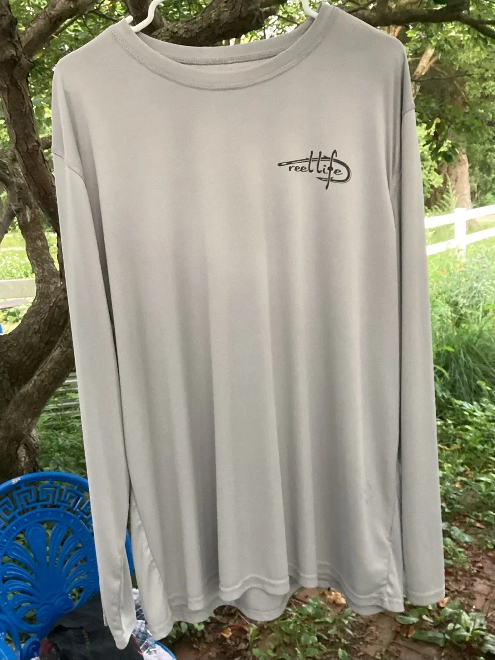 Reel Life Long Sleeve Graphic Performance Tee Vapor Blue Men's Size XXL Fishing